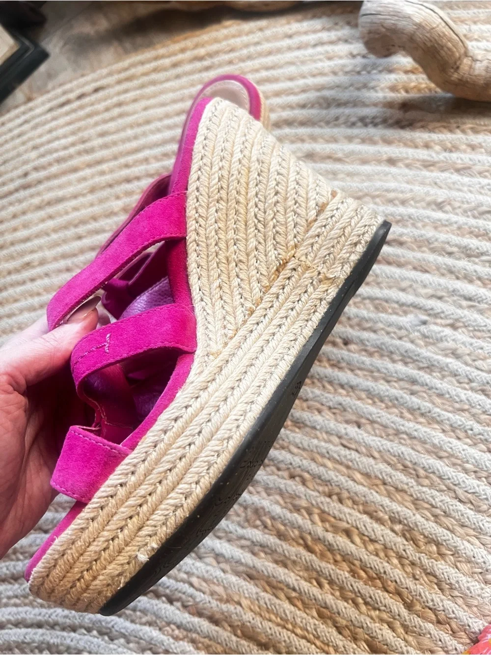 UGG Rare Pink Espadrille Wedge Sandals